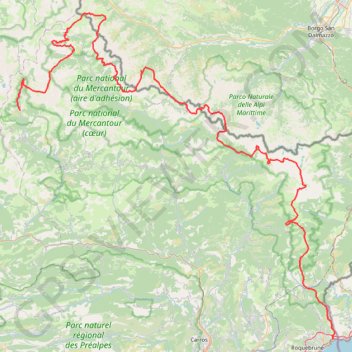 Trace GPS GR 52 De Entraunes à Menton (Alpes-Maritimes) (2021), itinéraire, parcours