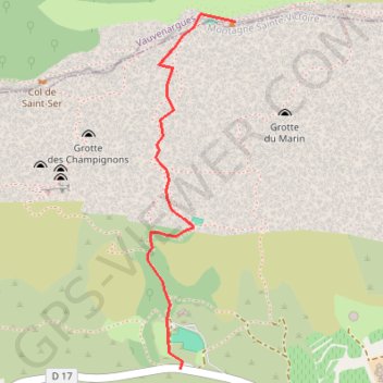Trace GPS Sainte-Victoire (13) Ligne directe Saint Ser - Pic des Mouches, itinéraire, parcours