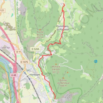 Trace GPS Col de la Placette, itinéraire, parcours