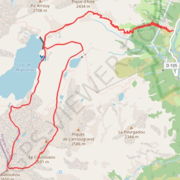 Trace GPS Pics de Batboucou et Courouaou, itinéraire, parcours