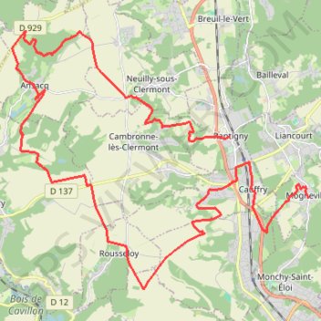Trace GPS Au départ de Rantigny, itinéraire, parcours
