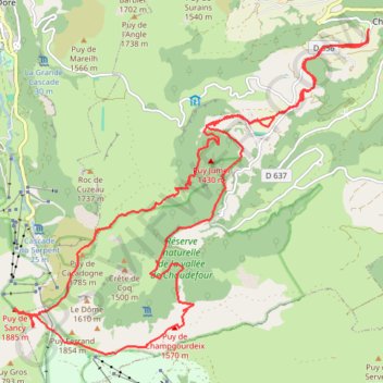Trace GPS Boucle Puy de Sancy depuis Chambon-sur-Lac, itinéraire, parcours