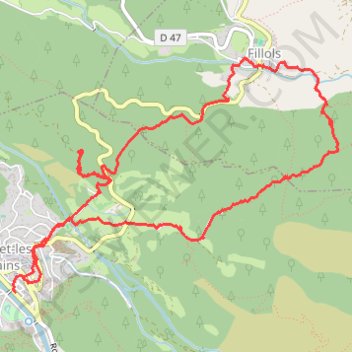 Trace GPS Fillols par le Col de Juell, itinéraire, parcours