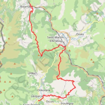 Trace GPS De Baigorri à Bidarrai par Okostei Jara et larla, itinéraire, parcours