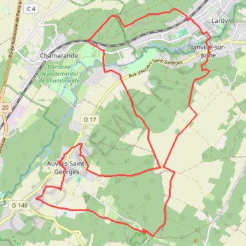 Trace GPS Circuit de lardy - Auvers-Saint-georges, itinéraire, parcours
