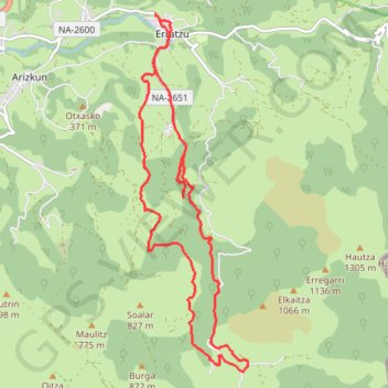 Trace GPS La Cascade Xorroxin et le Dolmen Inarbegi depuis Erratzu, itinéraire, parcours