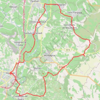Trace GPS Autour de Montagnac, itinéraire, parcours
