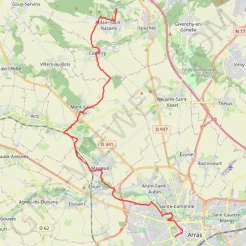 Trace GPS Arras - Notre-Dame-de-Lorette, itinéraire, parcours