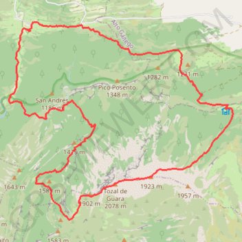 Trace GPS Tozal de guara en boucle depuis Nocito, itinéraire, parcours