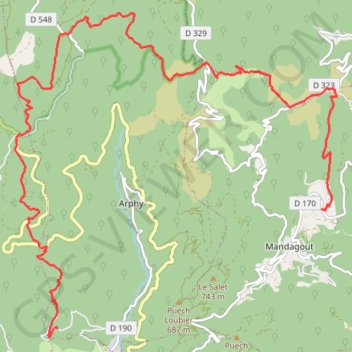 Trace GPS MANDAGOUT - PRACOUSTAL PAR LA TOUREILLE, itinéraire, parcours