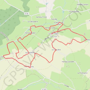 Trace GPS Theurthéville-Bocage (50630), itinéraire, parcours