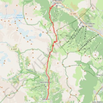Trace GPS Le Monêtier à Vallouise (Tour de l'Oisans), itinéraire, parcours