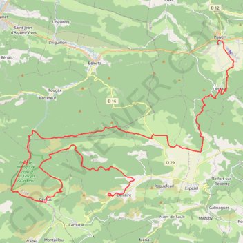 Trace GPS Belcaire - Puivert (Tour des châteaux du Pays Cathare), itinéraire, parcours