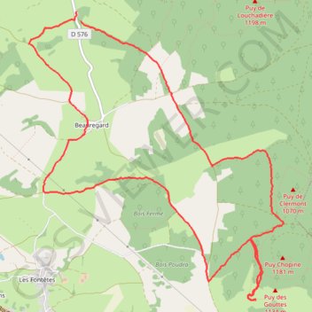 Trace GPS Beauregard - Puy des Gouttes, itinéraire, parcours