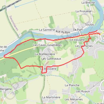 Trace GPS Savonnières-Ouest-Boucle-PR, itinéraire, parcours