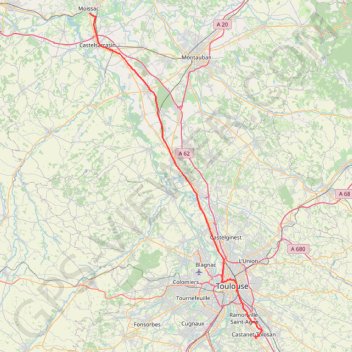 Trace GPS Castanet Tolosan Moissac, itinéraire, parcours