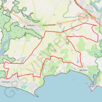 Trace GPS La Roche Bernard - Damgan, itinéraire, parcours