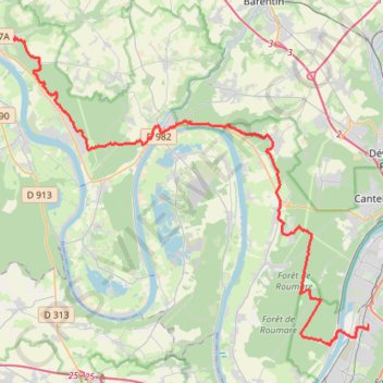 Trace GPS Petit-Couronne - Saint-Wandrille, itinéraire, parcours