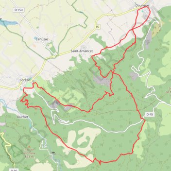 Trace GPS Dourgne - Sorèze - en Montagne Noire, itinéraire, parcours