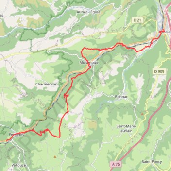 Trace GPS La Via Arverna (Massiac - Ferrières Saint-Mary), itinéraire, parcours