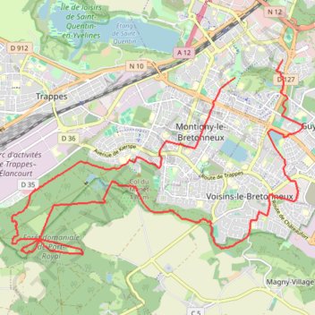 Trace GPS Balade à Saint-Quentin-en-Yvelines, itinéraire, parcours