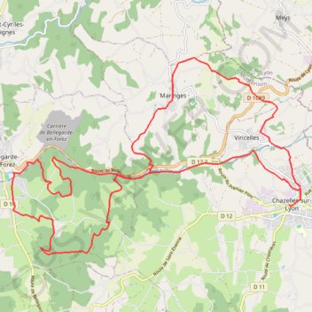 Trace GPS Chazelles-Bellegarde en Forez, itinéraire, parcours