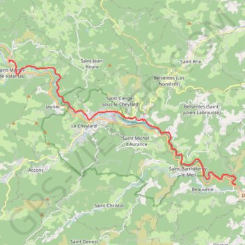 Trace GPS La Vallée de l'Eyrieux, itinéraire, parcours