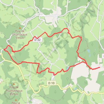 Trace GPS À l'Ouest de Felletin, itinéraire, parcours