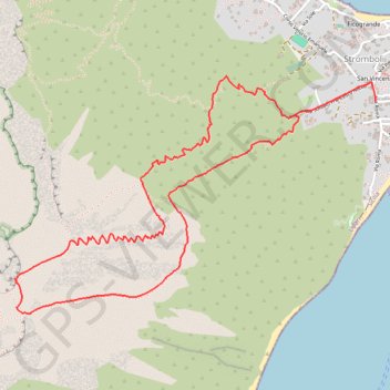 Trace GPS SICILE - PEDESTRE - Îles Éoliennes - Stromboli - Ascension du volcan, itinéraire, parcours