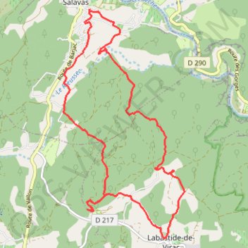 Trace GPS Salavas, La Bastide-de-Virac, itinéraire, parcours