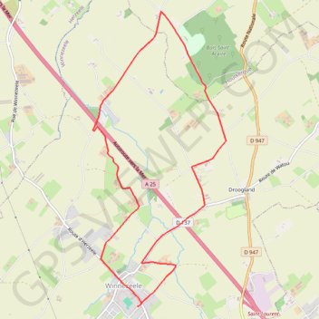 Trace GPS Circuit du Bois de Saint-Acaire - Winnezeele, itinéraire, parcours