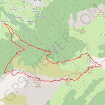 Trace GPS Traversée Roche Parnal - Sous Dine, itinéraire, parcours