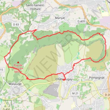 Trace GPS Les coteaux du plateau de Lachaud - Châteaugay, itinéraire, parcours