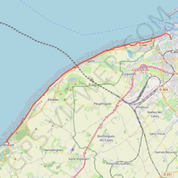 Trace GPS De Calais à Wissant, itinéraire, parcours