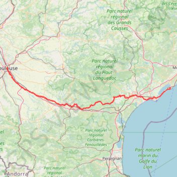 Trace GPS Sète (Sète) - Toulouse (31000-31500), Haute-Garonne, Occitanie, France, itinéraire, parcours