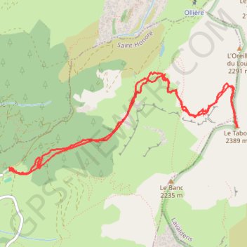 Trace GPS Ski de rando au Petit Tabor, itinéraire, parcours
