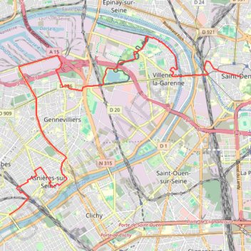 Trace GPS Courbevoie Saint Denis, itinéraire, parcours