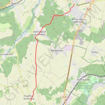 Trace GPS Chemin de Compostelle - De Boissy-sous-Saint-Yon à Chauffour-lès-Étréchy, itinéraire, parcours