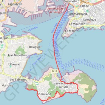Trace GPS Sentier du litorale presqu'île de Saint MANDRIER, itinéraire, parcours