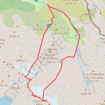 Trace GPS Maladeta, Maldito, d'Astorg, Medio, Coronas depuis la Besurta, itinéraire, parcours