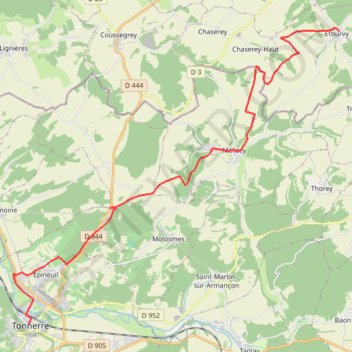 Trace GPS De Etourvy à Tonnerre (Chemin de Compostelle), itinéraire, parcours