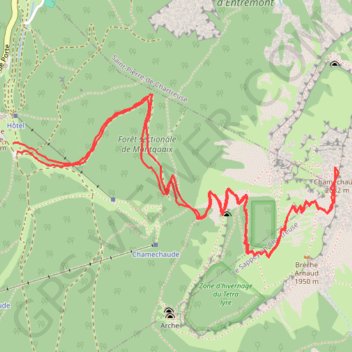 Trace GPS Chamechaude depuis le Col de Porte, itinéraire, parcours
