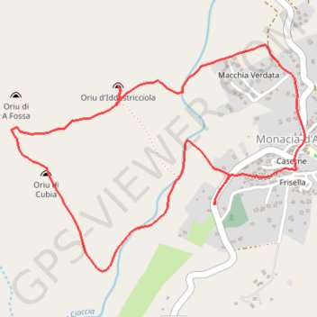 Trace GPS Sentier du patrimoine : Les Orii à Monaccia-d'Aullène, itinéraire, parcours