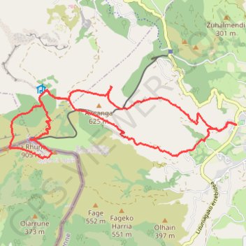 Trace GPS La Rhune depuis Sare, itinéraire, parcours