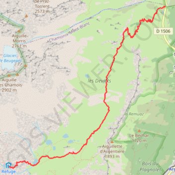 Trace GPS Randonnée au Lac Blanc depuis le Col des Montets, itinéraire, parcours