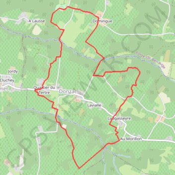 Trace GPS Boucle autour de Donzac, itinéraire, parcours