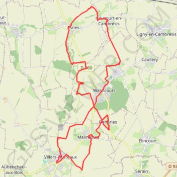 Trace GPS Circuit des vallées Cambrésiennes - Villers-Outreaux, itinéraire, parcours