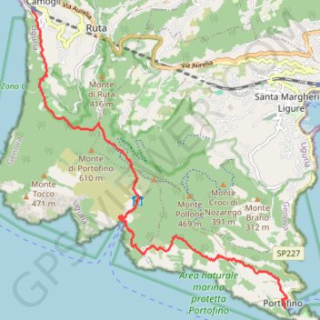 Trace GPS Camogli - Porto Fino, itinéraire, parcours
