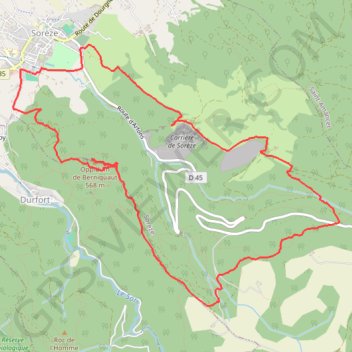Trace GPS Sorèze, Montagne Noire, itinéraire, parcours