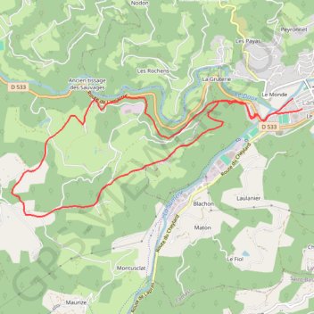 Trace GPS Lamastre La Rosière Combeneyre, itinéraire, parcours